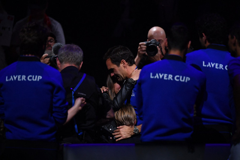 Tennis : Roger Federer, tire sa réverence en larmes, lors de Laver Cup à l'O2 arena de Londres