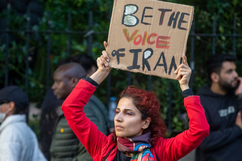 Mahsa Amini Protest Outside Iranian Embassy In London