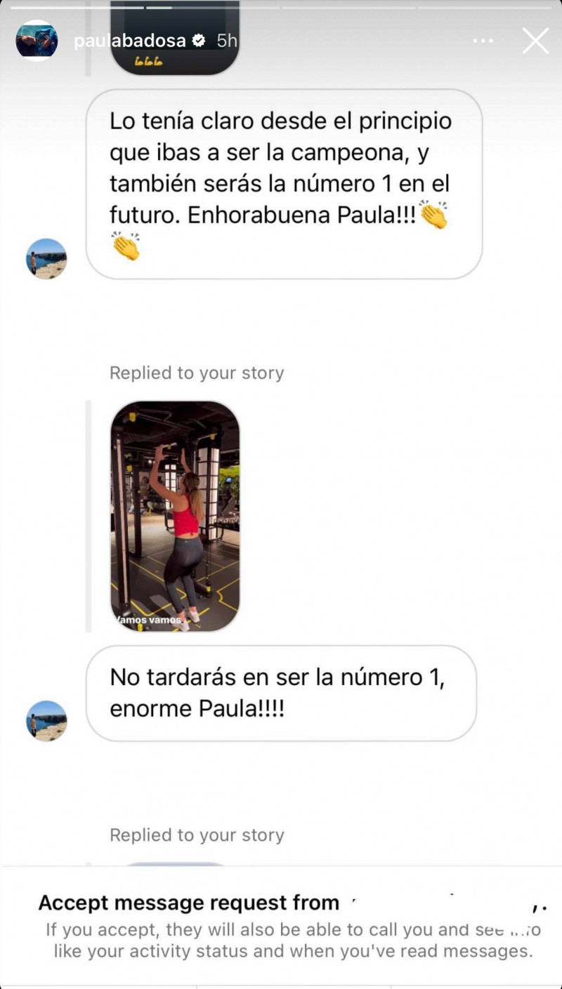 Mesajele primite de Paula Badosa / Foto: Instagram@paulabadosa