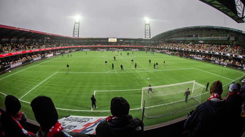 Silkeborg, Denmark. 20th Feb, 2022. The stadium is ready for the 3F Superliga match between Silkeborg IF and Vejle Boldklub at Jysk Park in Silkeborg. (Photo Credit: Gonzales Photo/Alamy Live News