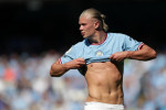 City Stadium, Manchester, UK. 13th Aug, 2022. Premier League football, Manchester City versus Bournemouth FC; Erling Haaland of Manchester City lifts up his shirt Credit: Action Plus Sports/Alamy Live News