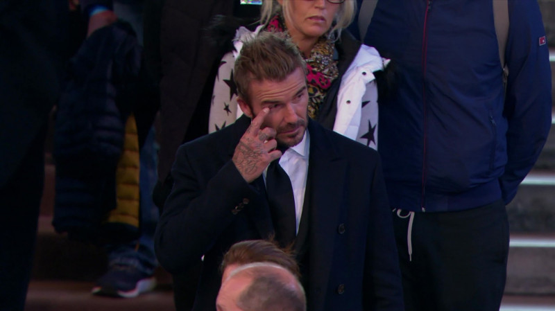 Former England captain David Beckham pays his respects to Queen Elizabeth II at Westminster Hall