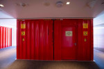 30 March 2022, Qatar, Doha: A sign reading "FIFA President's Lounge" is seen on the door to the lounge in a shipping container at Stadium 974 during a Fifa media tour. 974 colorfully arranged shipping containers were used to build the stadium. Doha will h