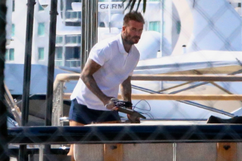 Jet-Setting couple David and Victoria Beckham enjoy some down time in Miami