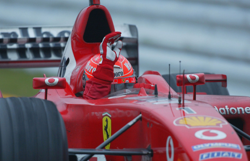 Schumacher of Germany and Ferrari celebrates