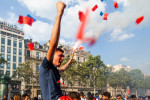 French celebrate victory during Russia World Cup 2018 in Paris, France - 16 Jul 2018
