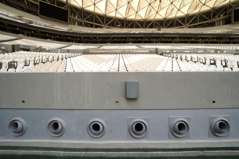 A general view of air conditioning system pitch side at the Lusail Stadium, a venue for the FIFA World Cup Qatar 2022. Picture date: Friday April 1, 2022.