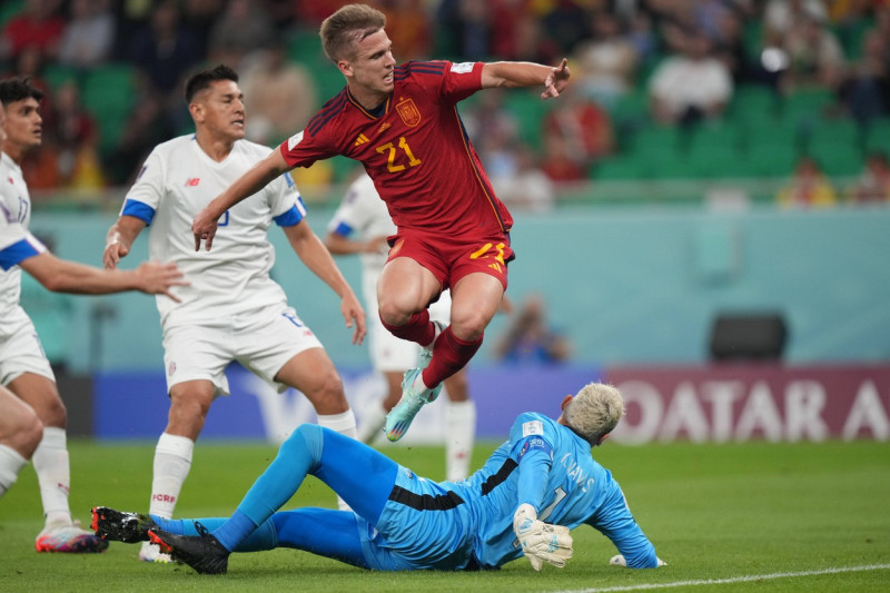 QAT: Spain-Costa Rica. Qatar 2022 World Cup. Dani Olmo of Spain scores his goal during the Qatar 2022 World Cup match,
