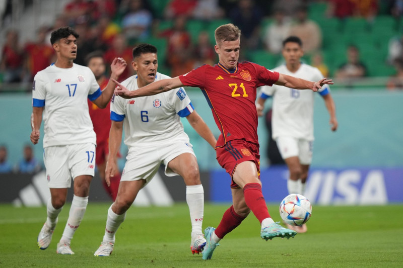 QAT: Spain-Costa Rica. Qatar 2022 World Cup. Dani Olmo of Spain scores his goal during the Qatar 2022 World Cup match, g