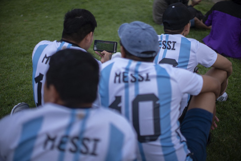 Argentinians celebrate for advancing to the next round in FIFA World Cup Qatar 2022