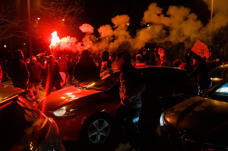 Paris: Police intervene the Moroccan fans celebrating their victory against Portugal in 2022 FIFA World Cup
