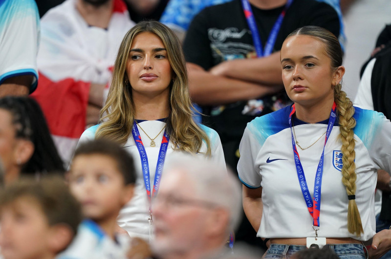 Sasha Attwood (left), girlfriend of England's Jack Grealish, with Jack's sister Kiera Grealish in the stands before the FIFA World Cup Group B match at the Al Bayt Stadium in Al Khor, Qatar. Picture date: Friday November 25, 2022.