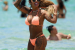 Rafaella Santos in a peach bikini at the beach in Miami