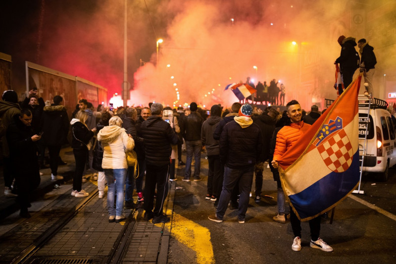 People celebrating Croatia bronze medal at FIFA World Cup, Zagreb, Croatia - 17 Dec 2022