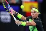 Rafael Nadal of Spain plays a shot in the Group D match during United Cup at Ken Rosewall Arena, Sydney Olympic Park Ten