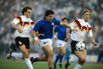 Sport / Sports, soccer, football, European championship, EURO 1988, Germany against Italy (1:1) in Dsseldorf, 10.6.1988, scene with Matthias Herget, Gianluca Vialli and Guido Buchwald, match, historic, historical, 20th century, people, 1980s,