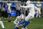 Jacksonville, USA. 14th Jan, 2023. Kicker Cameron Dicker misses a Field Goal in the fourth quarter as the Chargers compete against the Jaguars in the NFL Wildcard Playoff game at the TIAA Bank Field in Jacksonville, Florida on Saturday, January 14, 2023.