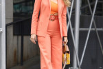Blake Lively gets dressed to the nines in a coral pantsuit for a day out in New Yorr City