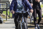 *EXCLUSIVE* Arnold Schwarzenegger gets a biking session in after a gym session at Gold's