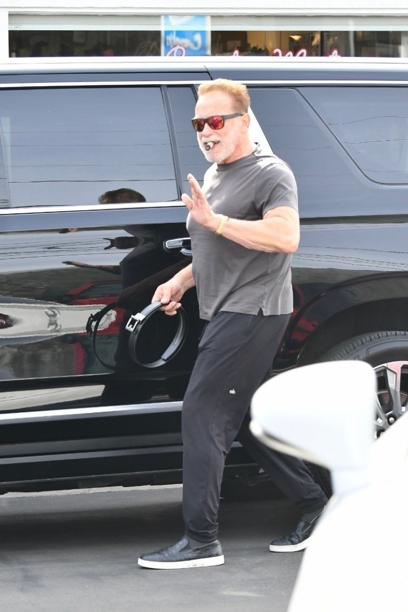 *EXCLUSIVE* Arnold Schwarzenegger looks cool while enjoying his cigar