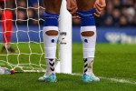 Detail of holes cut into the back of the socks of Everton's Dominic Calvert-Lewin during the Premier League match at Goodison Park, Liverpool. Picture date: Tuesday January 3, 2023.