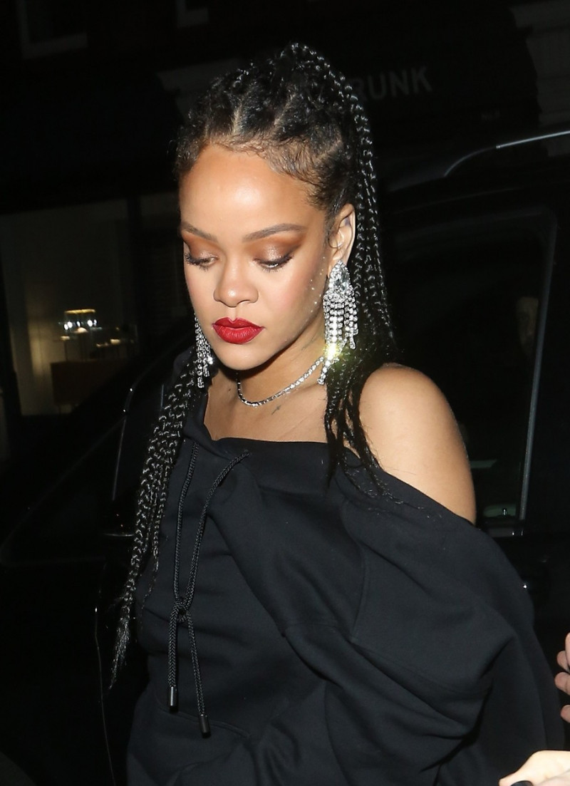 Rihanna pictured leaving the Netflix BAFTA after party at Chiltern Firehouse in London at 6.30 am