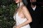 Rihanna gets dolled up for dinner with her 'little friend' at Giorgio Baldi!