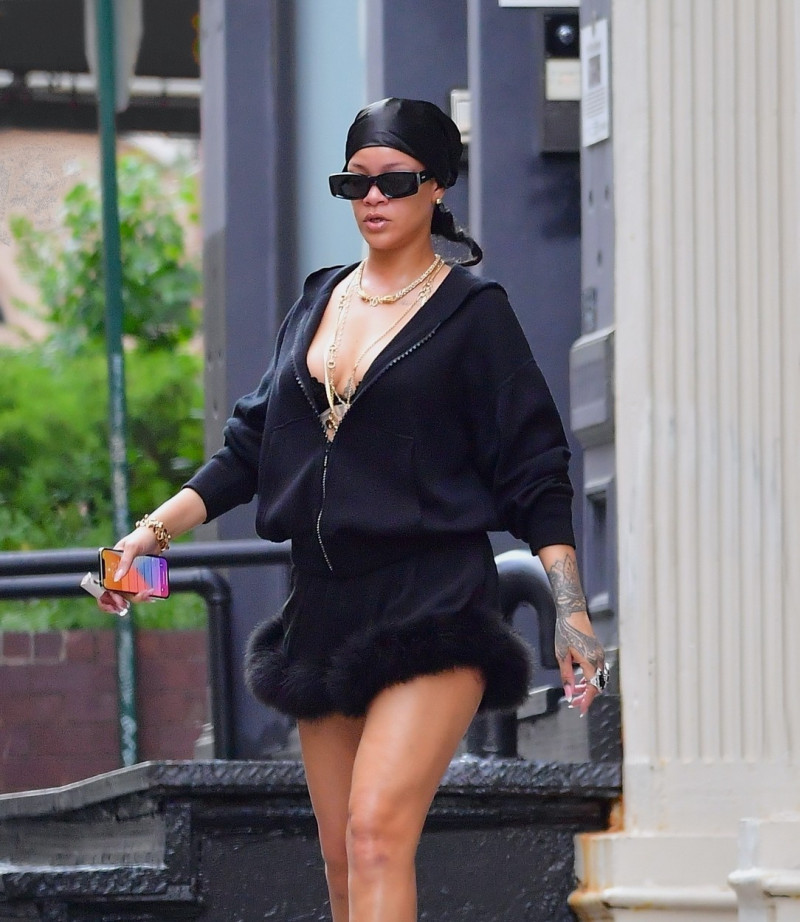 *EXCLUSIVE* Rihanna slips into sexy black mini dress for shopping trip in NYC