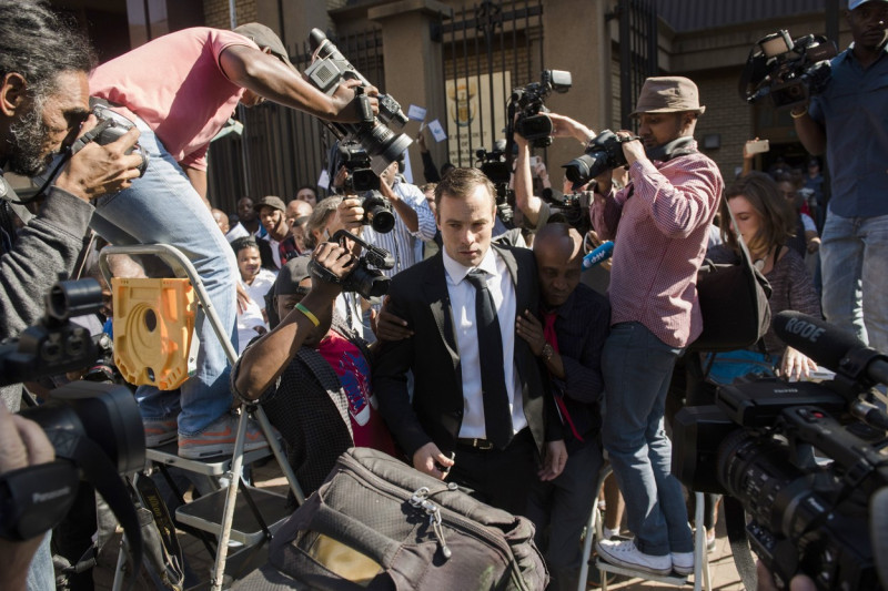 Oscar Pistorius at postponement of his sentencing hearing, North Gauteng High Court, Pretoria, South Africa - 18 Apr 2016