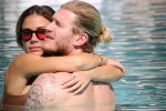 EXCLUSIVE: Loris Karius and new girlfriend Diletta Leotta kiss and shows some serious pda by the pool in Miami.