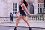 Footballs Hottest Fan Ivana Knoll Sets Pulses racing as she poses in a VERY Leggy frilly number in South Kensington