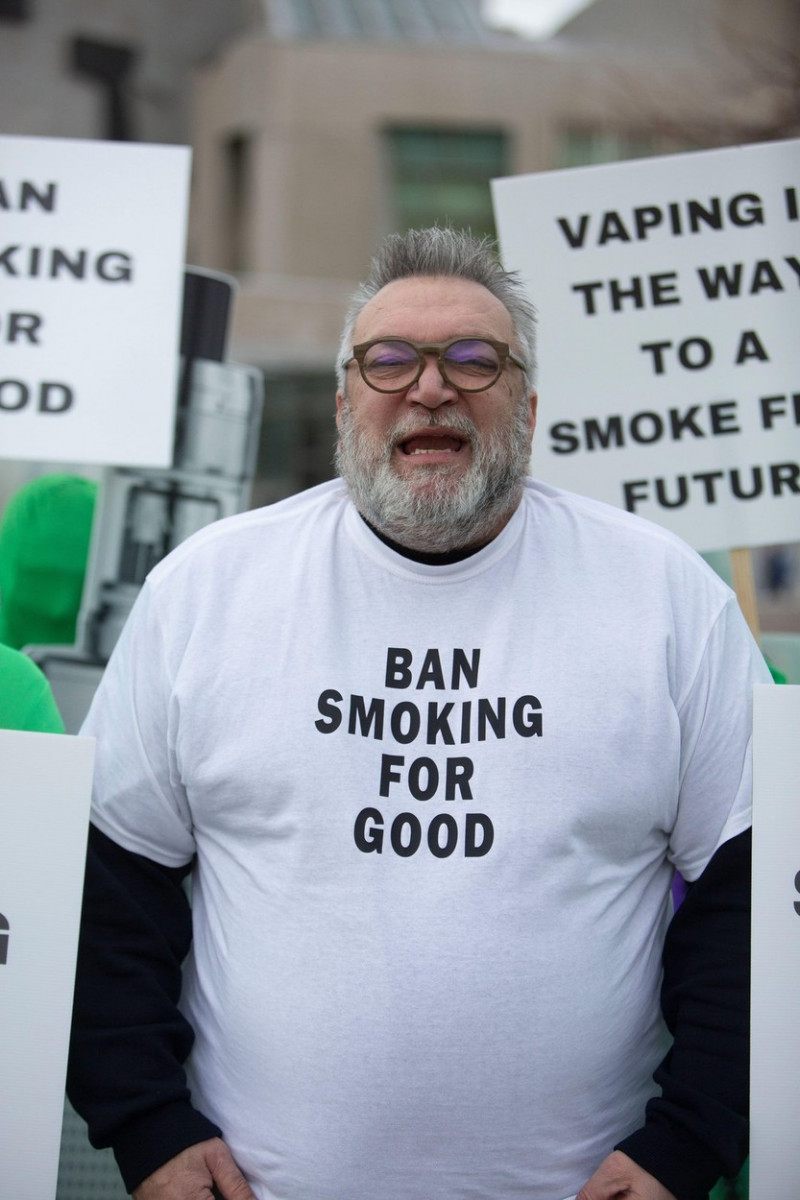 Edinburgh, UK. 9th Mar, 2022. VPZ and Razor Ruddock call or a complete Ban on smoking on the National No Smoking Day in Edinburgh. Scotland. Pictured: Razor Ruddock. Pic Credit: Pako Mera/Alamy Live News