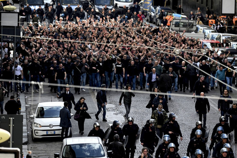 Champions League, a Parade of Eintracht Frankfurt Fans on the Streets of Naples, Napoli, Italy - 15 Mar 2023