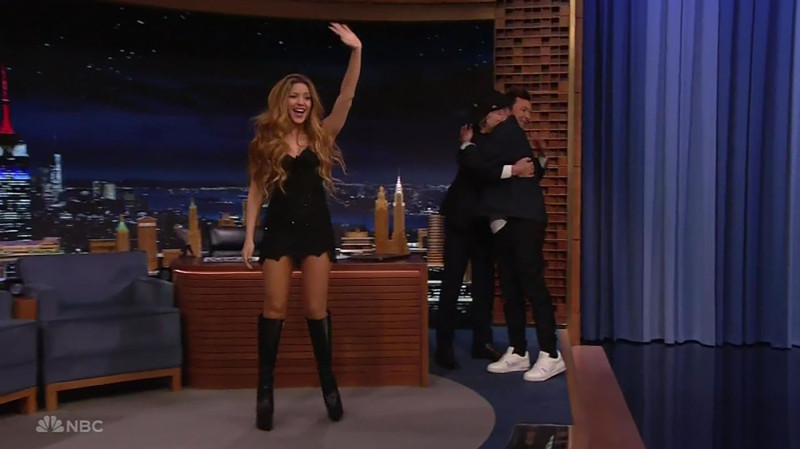 Shakira alludes to her split from ex Gerard Piqué before she dons racy leather chaps to perform breakup hit for the first time on The Tonight Show