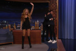 Shakira alludes to her split from ex Gerard Piqué before she dons racy leather chaps to perform breakup hit for the first time on The Tonight Show
