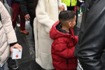 American reality TV Megastar Kim Kardashian pictured bearing the rainy London weather as she treats her seven-year-old son Saint to visit The London Eye.