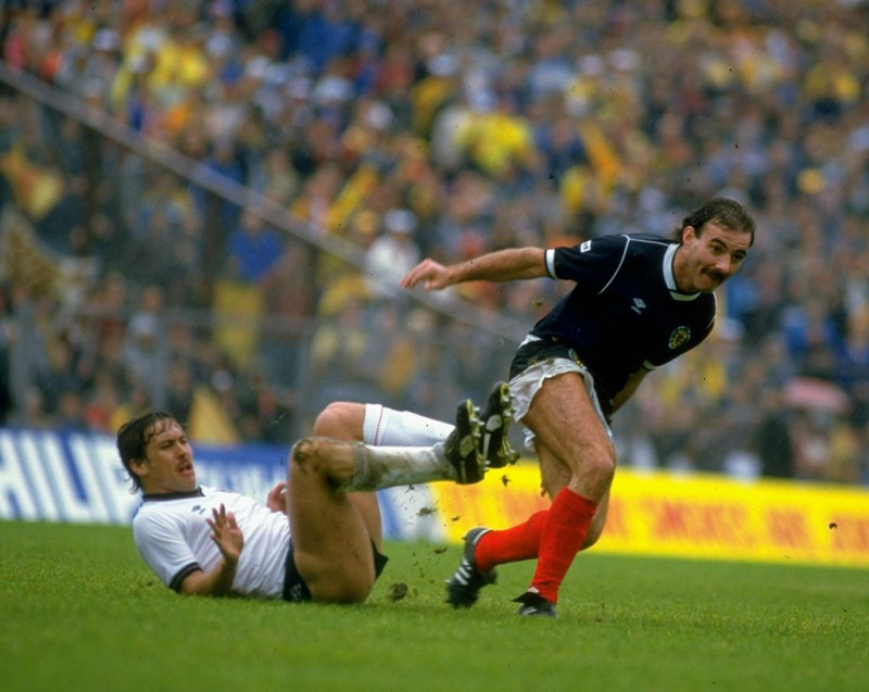 Kenny Sansom of England and Willie Miller of Scotland