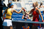 18th January 2022. 18th January 2022. Sorana Cirstea of Romania &amp; Petra Kvitova of the Czech Republic in action during the first round of the 2022 Australian Open, WTA Grand Slam tennis tournament on January 18, 2022 at Melbourne Park in Melbourne, Austra