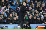 Chef-Trainer Pep Guardiola (Manchester City) gibt Anweisungen, Manchester City vs. FC Bayern Muenchen, Champions League,