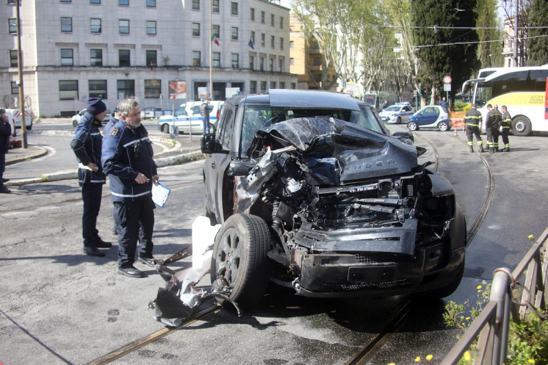 Ciro Immobile's Car After The Accident Against A Tram In Rome