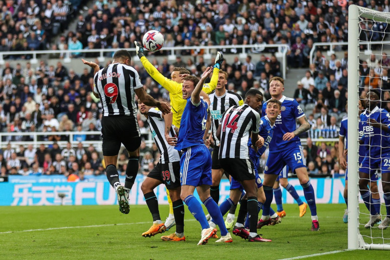 Premier League Newcastle United vs Leicester City Callum Wilson 9 of Newcastle United heads on goal during the Premier L