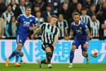 Premier League Newcastle United vs Leicester City Elliot Anderson 32 of Newcastle United crosses the ball during the Pre