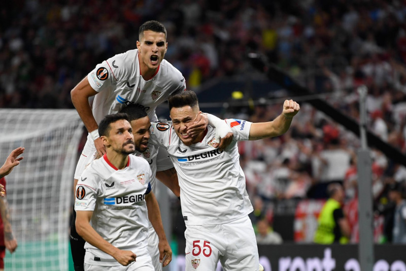 UEFA Europa League Final 2023: Sevilla vs Roma Players of FC Sevilla celebrating during UEFA Europa League Final 2023: S