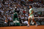 Spain s Carlos Alcaraz as he plays against Serbia s Novak Djokovic during their men s singles match on semi-finals of th