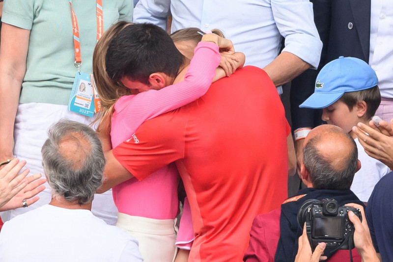 French Open - Novak Djokovic Kisses His Wife, Paris, France - 11 Jun 2023