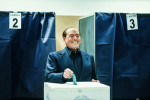 Silvio Berlusconi, Leader of Forza Italia, casts his vote