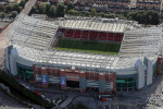 aerial view of Man United's Old Trafford Stadium, Manchester, UK