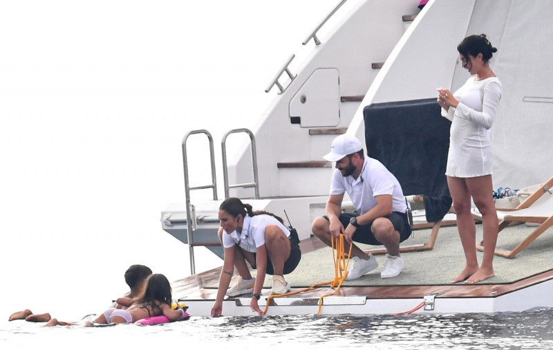 *EXCLUSIVE* Portuguese football star Cristiano Ronaldo enjoys family time aboard a yacht in Sardinia