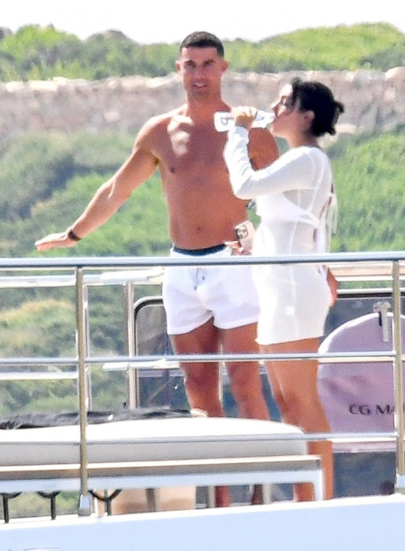 *EXCLUSIVE* Portuguese football star Cristiano Ronaldo enjoys family time aboard a yacht in Sardinia