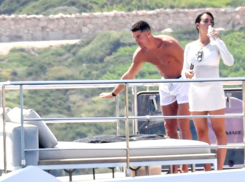 *EXCLUSIVE* Portuguese football star Cristiano Ronaldo enjoys family time aboard a yacht in Sardinia